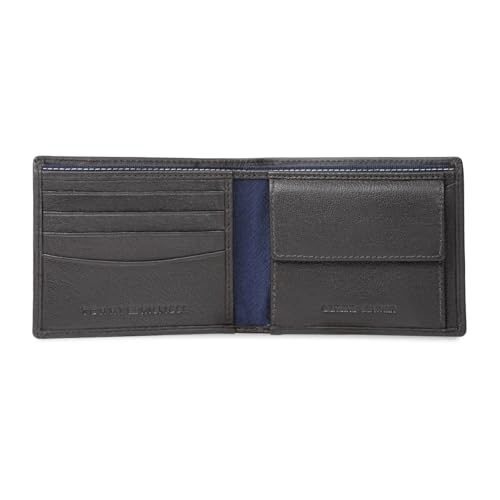 Image of Tommy Hilfiger Men's Leather Wallet Berkane | Brown Printed Global Bi-Fold with Coin Pocket | Stylish Purse for Gents