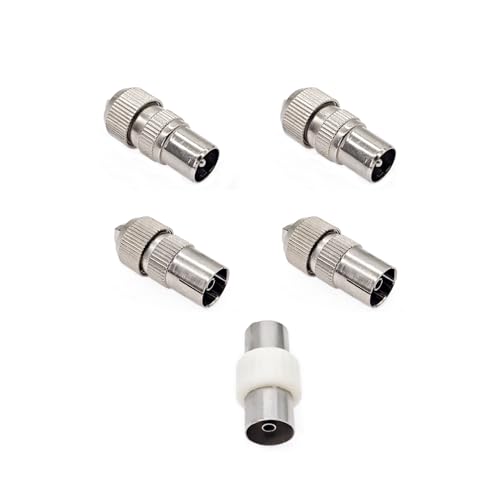 JZK 5 unidades Adaptador conector coaxial para antena TV, convertidores conector antena TV macho y hembra, adaptador conector F para cable RF