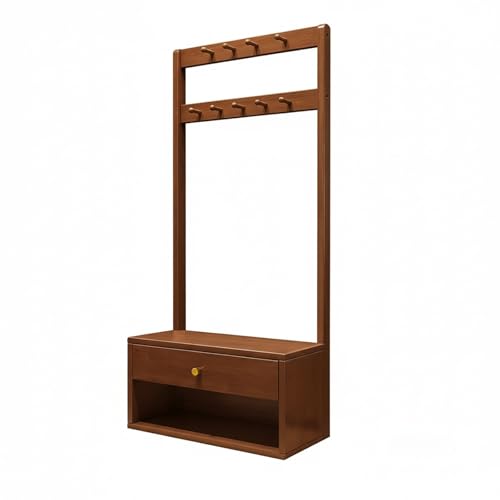 wihgony Multifuncional Perchero Zapatero Independiente, Mueble de Entrada con Banco,Estilo Moderno,4 en 1, para Dormitorio, Salón, Entrada(Walnut,31.5 * 14.96 * 66.14in)