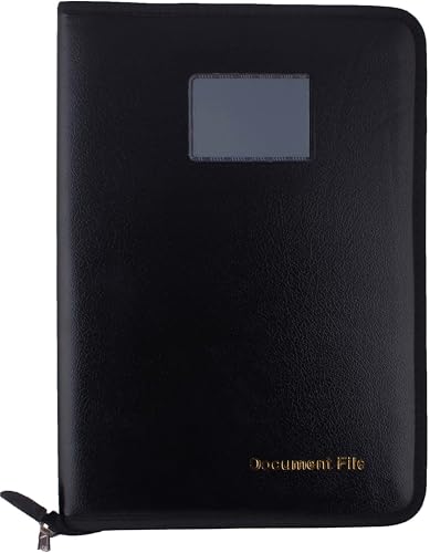 Image of ZesTale PU Leather Multipurpose Professional File Folders for Certificates | Documents Holder| Portfolio Executive File Legal Size (24 Leaves, 45 Micron) (Set of 1, Black)(Size-FS-Bigger Than A4)