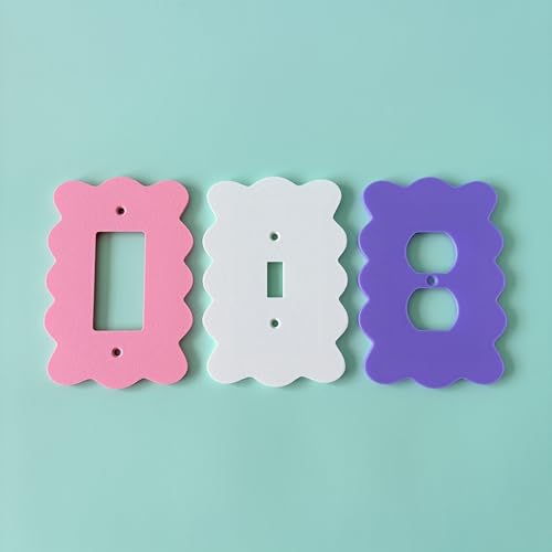 Funky Wavy Scalloped Light Switch Cover, Mid‑Century Modern Toggle Rocker Decora Duplex Outlet Wall Plate