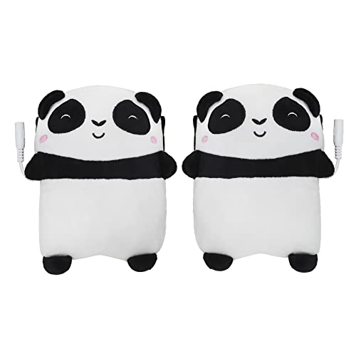 USB Heated Fingerless Gloves Women Girls Cute Panda Stuffed Animal Winter Plush Warm Gloves Half Finger Heating Work Mittens Portable Electric Hand Warmers Gloves Christmas Winter Gift for Kids