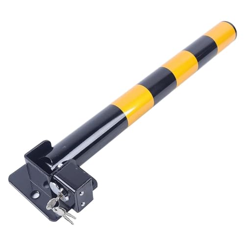 BYZOMU Folding Parking Barrier Lock, Heavy Metal Driveway Safety Bollard Obstacle Piles for Private Car, Car Stoppers Post with Warning Stripes for Home Garage
