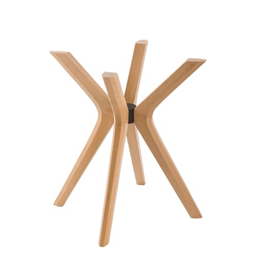 FURNIREM Mid Century Solid Beech Wood Modern Dining Table Base Only, Pedestal Table Bases, Wooden Legs for Kitchen Tables, Glass Top Wood Top Assembly Tools (Glass Tabletop Anti-Slip Pads, Unfinished)