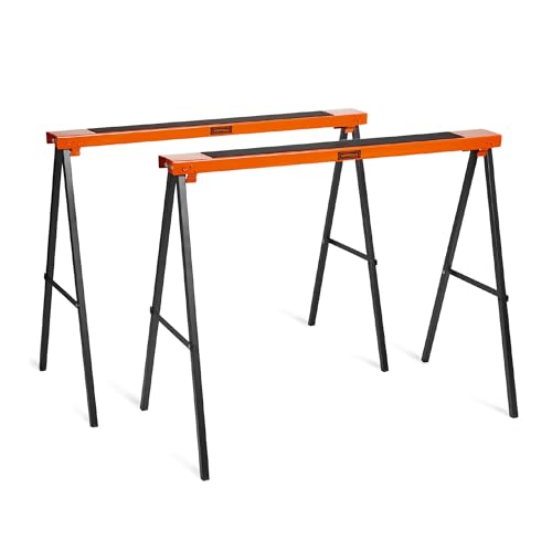 VonHaus Saw Horse Pair - Saw Horses Twin Pack with 200kg Weight Capacity - Log Workbench Lightweight with Carry Handle and Non-Slip Work Surface - Portable Cutting Horse for Cutting Logs