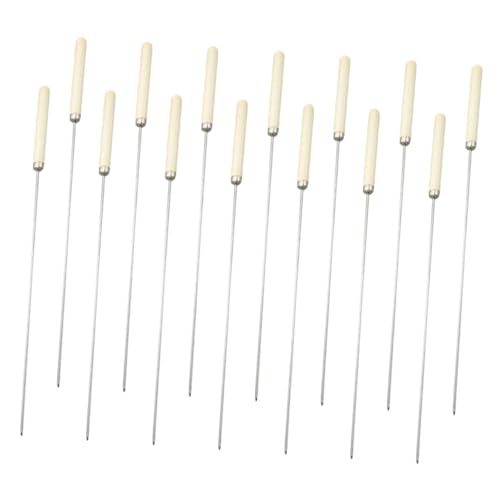 HEMOTON Spiedini in Acciaio Inossidabile Manico in Legno Set 25 Pezzi, Accessori Barbecue Resistenti Per Carne e Verdure, Riutilizzabili e Facili Da Pulire, Per Grigliate All'aperto