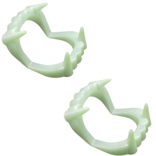 2 dientes de vampiro para niños, que brillan en los dientes de vampiro oscuros, dientes de vampiro falsos dientes de hombre lobo zombi accesorios de cosplay para niños, accesorio de disfraz de Drácula
