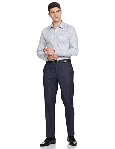 Image of Park Avenue Men Park Avenue Men's PLEATLESS SMART FIT Medium Blue Formal Trouser