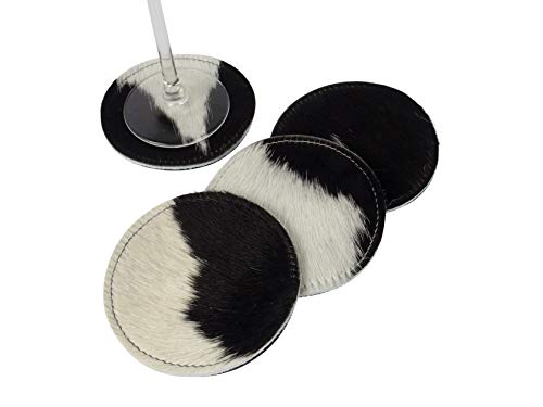 Filzicus 4er Set Untersetzer | echtes Kuhfell / 100% Wollfilz | Getränke/Gläser | rund | Tisch | Bar | Garten | Geschenk Cover