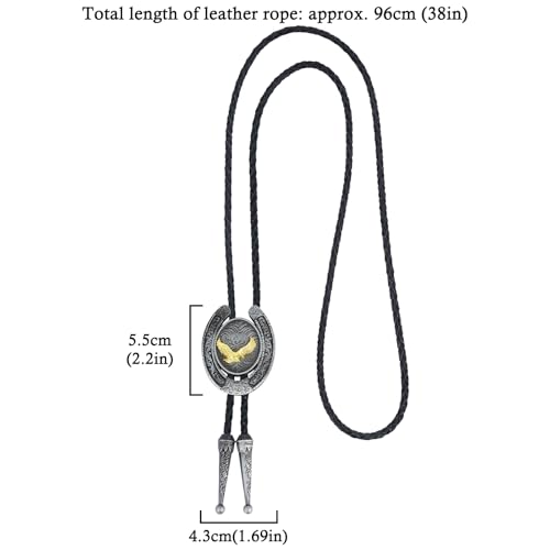 Image of HUABOLA CALYN Native American Bolo tie Rodeo Cowboy Leather Necktie Western Bolo ties for Men Women Necktie for Concert Fans
