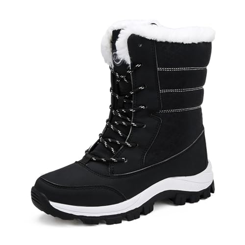 Winter Walking Shoes for Women,Casual High Top Keep Warm Hiking Platform Winter Boots,Breathable Lightweight Womens Snow Boots Waterproof,Rubber Sole