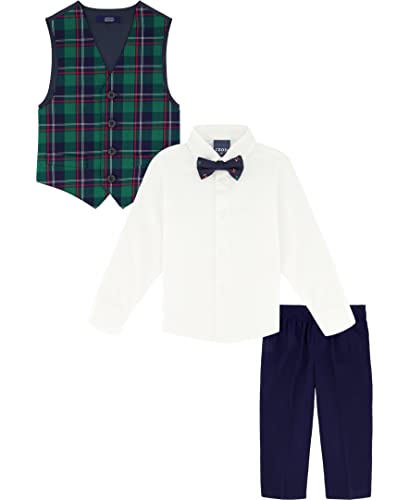 Image of IZOD Boys' 4-piece Formal Dress Up Suit Set, Vest, Pants, Collared Shirt, and Tie