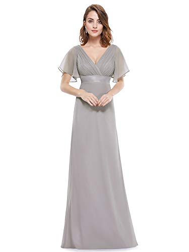 Ever-Pretty Women's Summer Short Sleeve Chiffon Empire Waist Floor Length Formal Bridesmaid Dress Mother of Bride Dresses