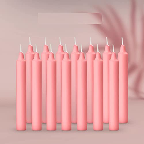 Image of AuraDecor Pack of 14 Stick Candles || Especially Meant for Healing, Chakras, Ritual Candles, Decoration, Lighting, Home Decor || Burning Time 3 to 4 Hours Each (Pink),Wax