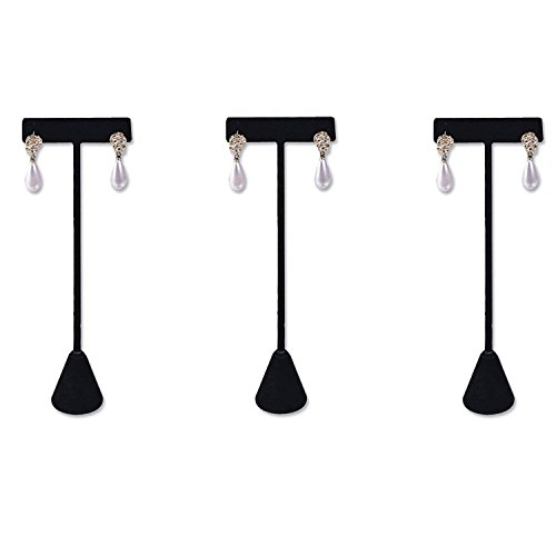 Caddy Bay Collection 3 Black Velvet Earring T Stand Display 6.75