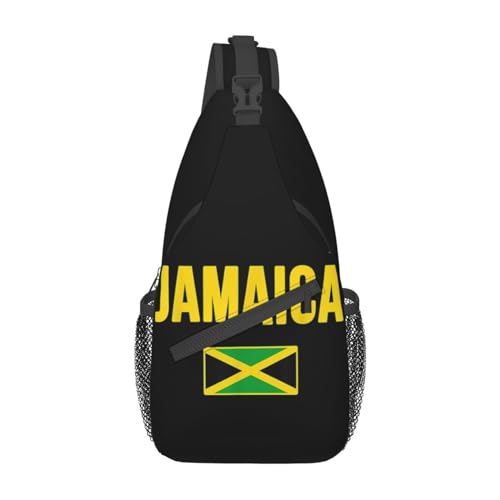 Cute Jamaica Flag Sling Backpack, Multipurpose Crossbody Shoulder Bag Jamaican Travel Hiking Daypack for Women Men