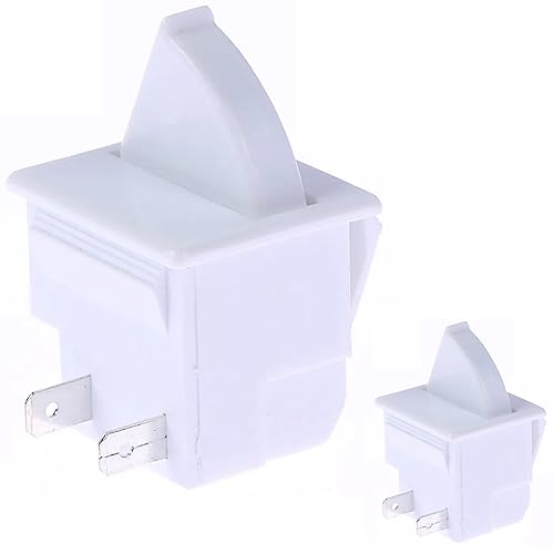 DAOKAI Interruptor de luz de la lámpara de la puerta del refrigerador 5A CA 125V 2 pines, control de palanca basculante, piezas de repuesto para el refrigerador - Paquete de 2