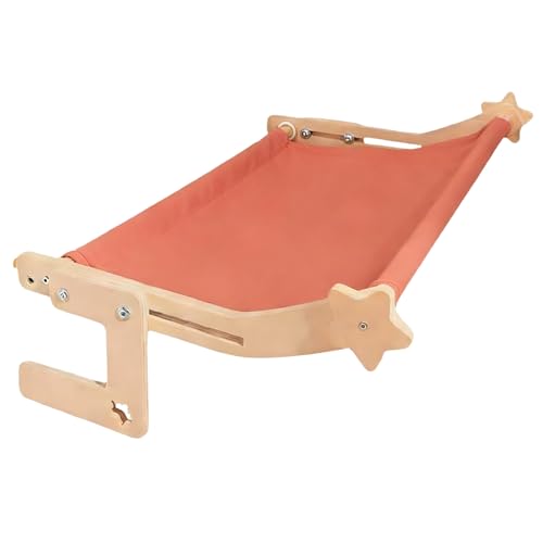 Hamaca de gato rosa tamaño S, cama con marco de madera maciza para felinos pequeños, percha de ventana con diseño sin taladro, estante ajustable para gatitos, 40 x 30 x 20 cm, lugar de descanso para