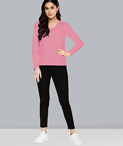 Image of Premium Plain Women V Neck Full Sleeves Cotton Tshirt. Festive,Offer,Discount,Sale,Limited Edition, Trending Tees and Tshirts.