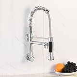 ZYCDP Grifo de Fregadero de Cocina de Pared Grifo Cocina Muelle, Grifo Cocina Fregadero 2 Mandos Grifo Cocina Laton Grifo de Cocina Extensible Cromo