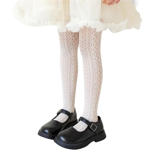 Tights, Mesh Stockings for Kids School Uniform Hollowed Leggings for Girl NonSlip Spring Stretchy Lace Socks