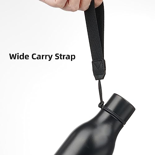 Image of Konokyo Insulated Water Bottle with Strap,18 oz Double Wall Stainless Steel Vacuum Bottles Metal Water Flask,Black