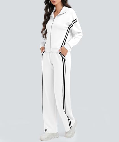 Womens Sweatsuits 2 Piece Set Zipper Stand Collar Jackets High Waist Track Pants Sets2