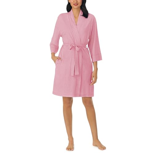 Image of Nautica Womens Soft Robe - Above Knee 3 /4 Length Sleeve Lightweight Robe - Cotton Knit Jersey Sleepwear and Loungewear