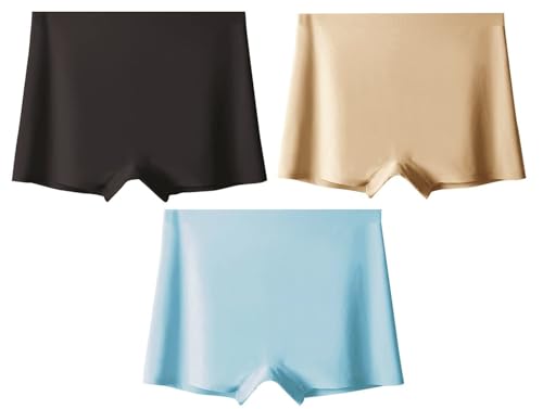 Image of LOURYN KOULYN Women's Ice Silk Seamless Boyshort Panty, (Pack of 3 Panty)