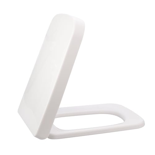 Asiento de inodoro YUYTE, asiento redondeado con esquina redonda, robusto de PP para inodoros estándar, fácil instalación, cierre suave, blanco miniatura 2