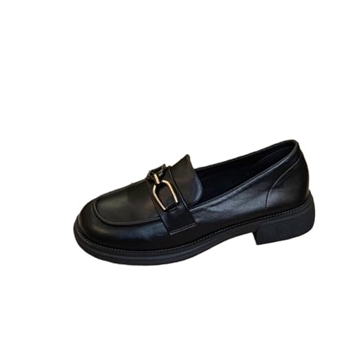 Women's Leather New British Style Soft Sole Slip-On Oxford Shoes Soft Bottom Work British Style Small Leather Single Anti-Slip