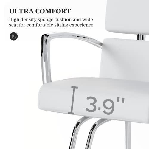Omysalon Salon Chair Heavy Duty For Stylist, Barber Chair White 360 Degree Swivel, Hydraulic Pump For Hair Cutting, Beauty Spa Styling Hairdressing Tattoo Equipment #TOP3