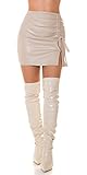 Taille : L Koucla Mini jupe aspect cuir taille haute avec fronces et fente de jambe L, beige