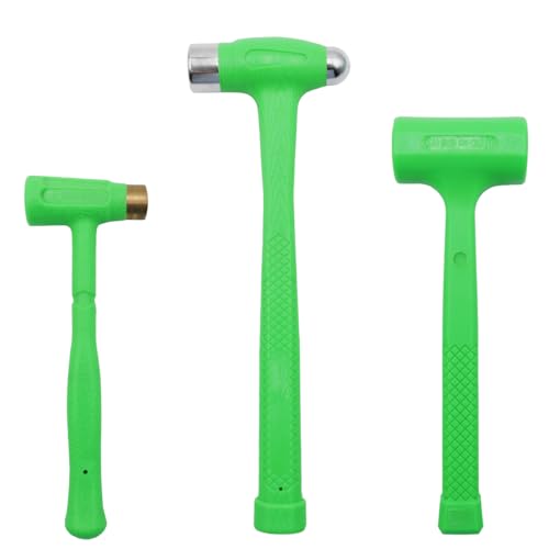 Grip 3 pc Deadblow Multi-Purpose Hammer Set - 12 oz Brass Hammer 1 lb Ball Peen Hammer 1/2 lb Deadblow Mallet - Metal Shaping - Fabrication - Home Garage Workshop