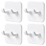 Shower Razor Holder, Strong Adhesive Waterproof Hooks for Shower Wall, 4PCS Heavy Duty Hooks for Razor, Towel, Loofah, Keys and Shower Accessories, No Drill Removable Hooks for Tile Glass Metal