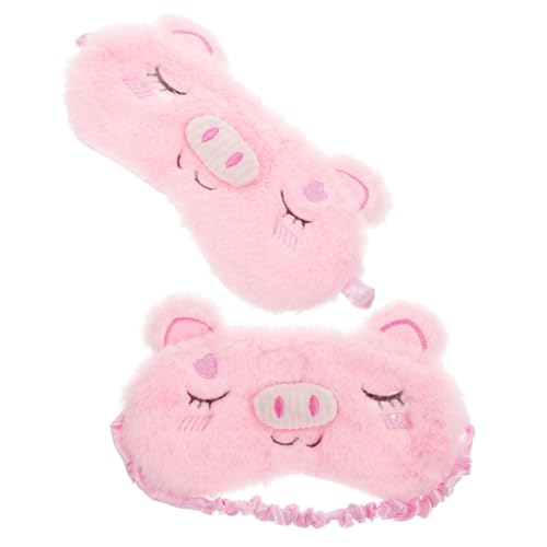 ROMISBABA 2個 可愛いピンクの豚デザイン睡眠眼罩 光を完全遮断し目の疲れを和らげるアイマスク 旅行や昼寝になストレス解消グッズ