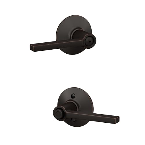 Schlage F40 LAT 716 Latitude Door Lever Bed & Bath Privacy Lock Aged Bronze