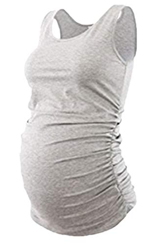 Ropa Embarazada Mujer Sin Mangas Cuello Redondo para Amamantar Chalecos Lactancia Tops Verano Moda Fiesta Casual Slim Fit Elástica Ropa Premama Blusas Camisetas Embarazadas (Color : Gris, Size : M)