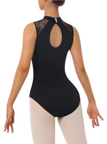 Justaucorps de danse classique en dentelle haute résistance et dos goutte d'eau