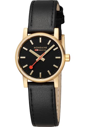 Mondaine Evo2 Gold Reloj para Hombre Analógico de Cuarzo con Brazalete de Piel de Vaca MSE.30120.LB