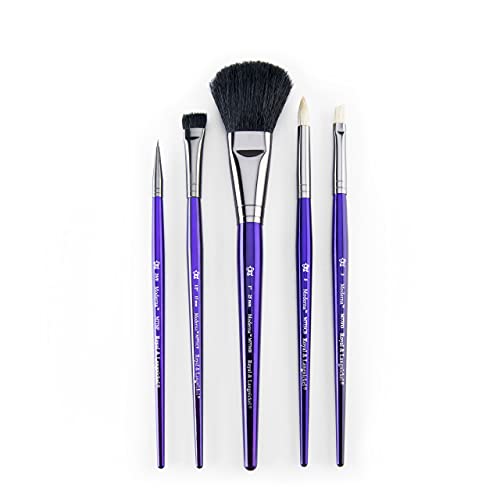 Royal & Langnickel Moderna, 5pc Black Mop Variety Brush Set for All Painting Mediums, Includes - Mop, Scruffy, Scrubber, Foliage & Spotter Brushes