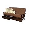 Farmhouse fresh full futon frame with storage drawers colorespressobrown  urban country home decor