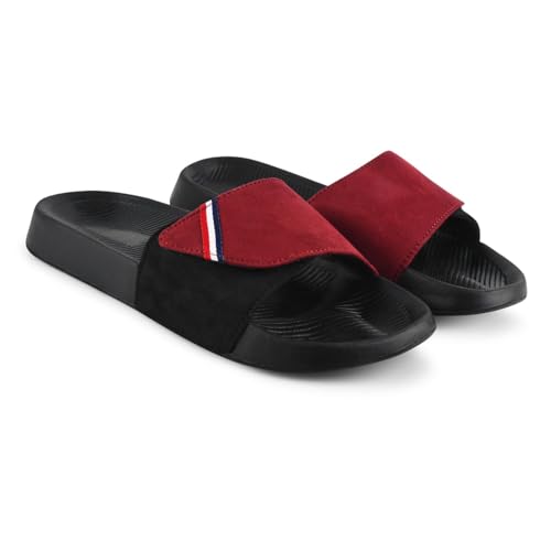 PERY-PAO Sliders Mens Grey, Maroon, Olive Green Stylish Printed Flip Flop & Slippers