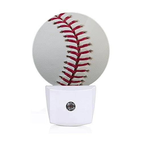 Image of Axayaz Baseball Stitching LED Night Light Ball Game Sports American Dusk to Dawn Round Lamp Auto Sensor for Bathroom Hallway Living Room