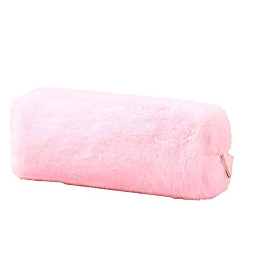 Preisvergleich Produktbild Nowbetter Federmäppchen aus Plüsch, tragbar, große Kapazität, Aufbewahrungstasche für Kosmetik, Organizer, Geldbörse für Mädchen, Schule, Studenten (Khaki) 21 * 9 * 6cm hellrosa