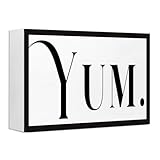 Yum Sign Wood Box,Funny Kitchen Wooden Block Sign for Kitchen Dinning Room Counter Shelf Dinning Room Shelves Wall Decor 10'' x 6''