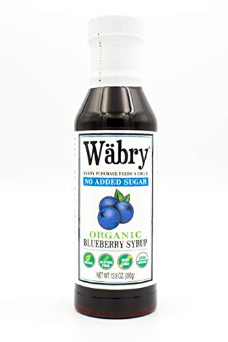 Wäbry Organic Syrup (Blueberry, No Sugar Added) 13.8 oz BPA-Free Plastic, Sweetened