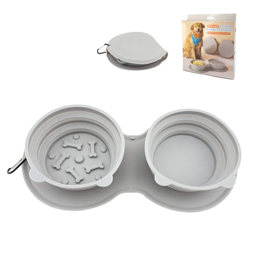 Artigree Foldable Pet Bowl, Silicone Outdoor Feeder Dish, Camping Expandale Food and Water Bowl for Dogs or Cats, Traveling Pet Feeding Watering Dish with Carabiners