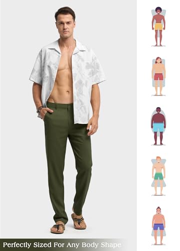 Image of Willit Men's Linen Pants Casual Linen Dress Pants Beach Summer Lightweight Trousers 28 inch 30 inch 32 inch