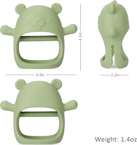Image of PandaEar Silicone Baby Teething Toys| Baby Hand Teether Mitten for Sucking Needs| Chew Toys Hand Pacifier for Soothing Teething Pain Relief (Groundhog Pink)